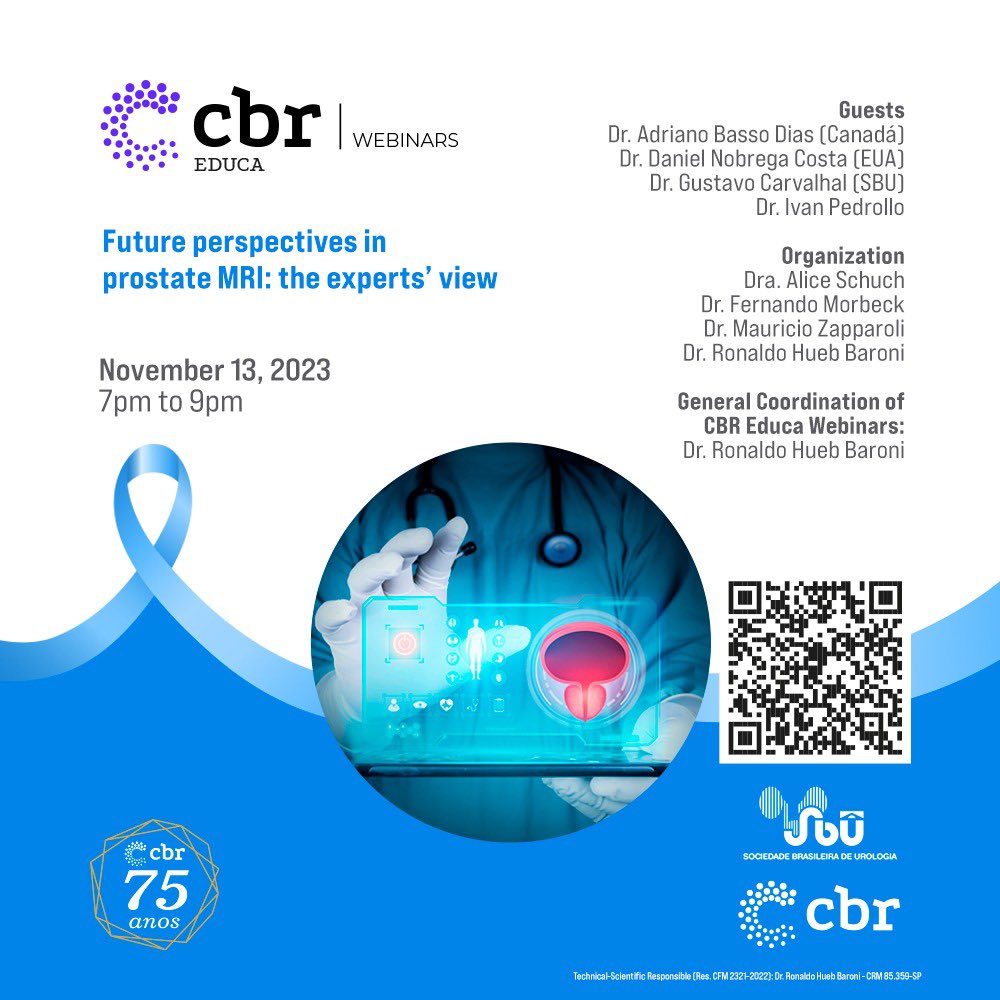 O Webinar <a href="/CBRadiologia/">CBR</a> de novembro está imperdível!

No mês de conscientização do câncer de próstata especialistas nacionais e internacionais discutirão as Perspectivas Futuras em RM da Próstata.

Hoje, dia 13 de novembro, 7pm (GMT-3)! 100% online. 

Inscrição pelo link: