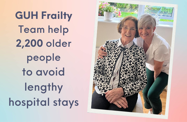 Frailty at the Front Door in GUH commenced in 2021 and since then over 2,200 older patients have benefitted from targeted assessment and interventions to help them remain well at home. 📸The wonderful Kathleen O Sullivan with Patricia Duffy FULL STORY ⏩ tinyurl.com/3mvzmyp9