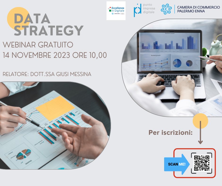 🔥 Domani, ore 10.00 - #Webinar #DataStrategy! 
🚀Impara a trasformare i dati in decisioni aziendali strategiche. 
🛠️Terrò 1 sessione pratica e interattiva con gli ultimi strumenti del mercato. 
🔥Unisciti a noi per rivoluzionare il tuo approccio ai dati! <a href="/PID_CamCom/">Punto Impresa Digitale</a> <a href="/unioncamere/">Unioncamere</a>