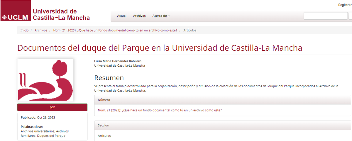 ArchivoUCLM's tweet photo. ¿Sabes que somos custodios de una documentación del duque del Parque que es extraordinaria en nuestro #archivo por su contenido, antigüedad y lengua. Consulta el articulo de nuestra compañera
@luisamhernan en #RUIDERAe
https://t.co/deSWGfRC3W… 
#archivosraros #archivosnobiliario https://t.co/fZO7NFtrbz