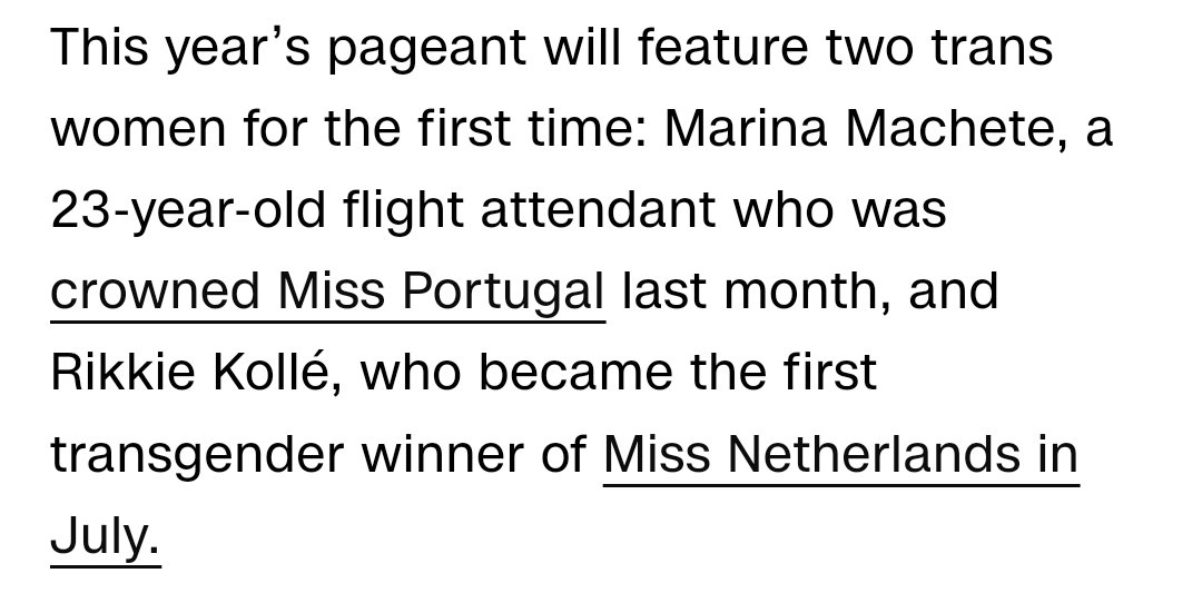 Miss Universe will feature two trans contestants for the first
