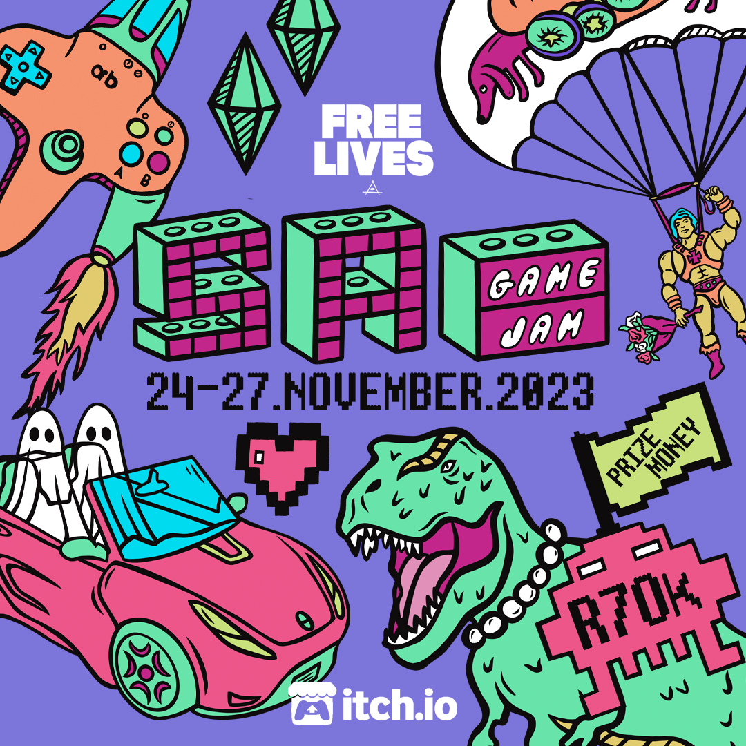 The 2023 edition of the @FreeLives SA GAME JAM is here!

Join the jam here : itch.io/jam/sa-game-ja…

#SAGJ #SAGJ2023