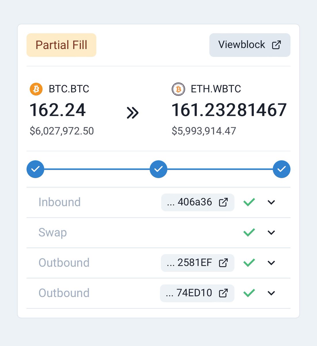 THORChain's tweet image. This streaming swap was larger than the pool itself, but completed at 99.55% execution. 

Are you not entertained?

$RUNE