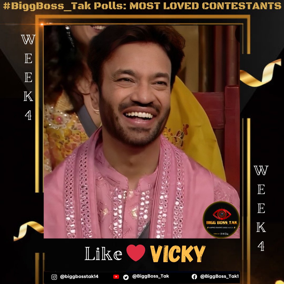 #BiggBoss_Tak Poll: #BB17 Contestants Weekly Ranking (Week-4) Like ❤️ If you're supporting #VickyJain in #BiggBoss17 Poll to end Tomorrow (Tuesday) 11 pm #BB17WithBiggBoss_Tak