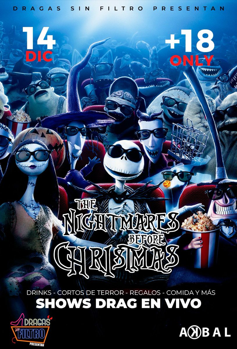 Dysfuria_'s tweet photo. Booo! Nos vemos el 14 de diciembre en Akbal Lounge para vivir una noche increíble en The Nightmare Before Christmas presentada por Dragas Sin Filtro @NitaKeboNita @dogma_le_mat 

El cast está de miedo!!!

Amnesia Burns
Noyomi Kruger
Olympia
Jonny Kortez

Y más por confirmar! 😈😈 https://t.co/SorXHsx0Kt