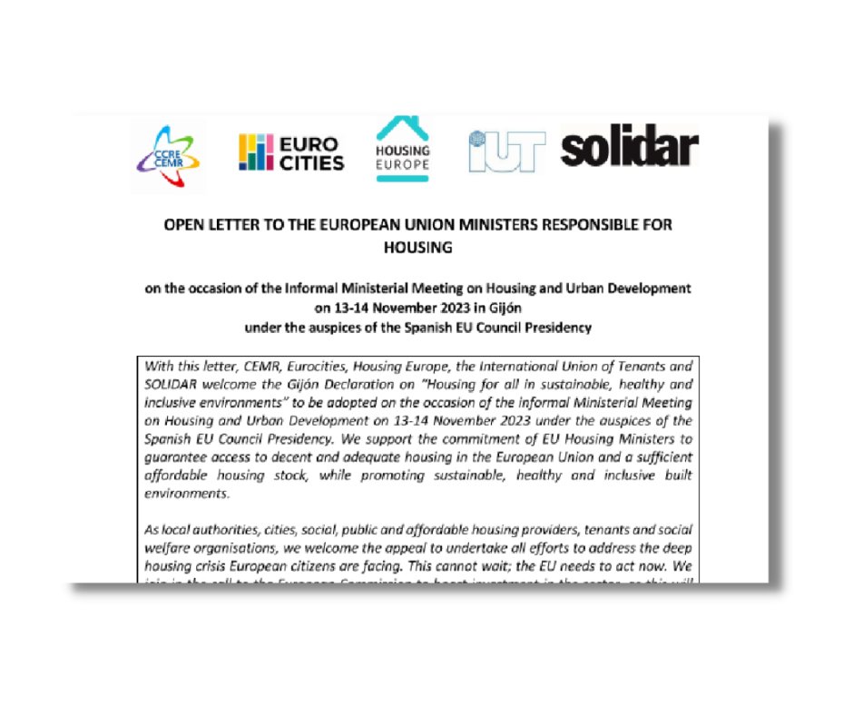 EU Ministers are holding an informal meeting on Housing and Urban Development on 13-14 November in Gijón, Spain 🇪🇺🇪🇸 Read our recommendations⬇️ iut.nu/news-events/op… #tenants #tenantsrights #SocialHousing #HousingFirst #HousingCrisis #Right2Housing