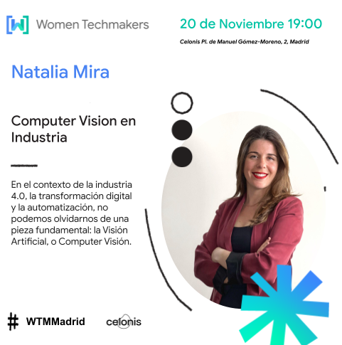 WTMMadrid's tweet photo. ¡Conoce a nuestras ponentes!

Natalia Mira (@NataliaMS91 ) es Responsable de Venta Especialista en Industria en Telefónica pero su carrera comenzó como programadora de visión artificial.

Te esperamos el 20 de Noviembre en @Celonis! Registro en el link 👇
https://t.co/NoTFd64Vv1 https://t.co/GxGIXwZdsQ