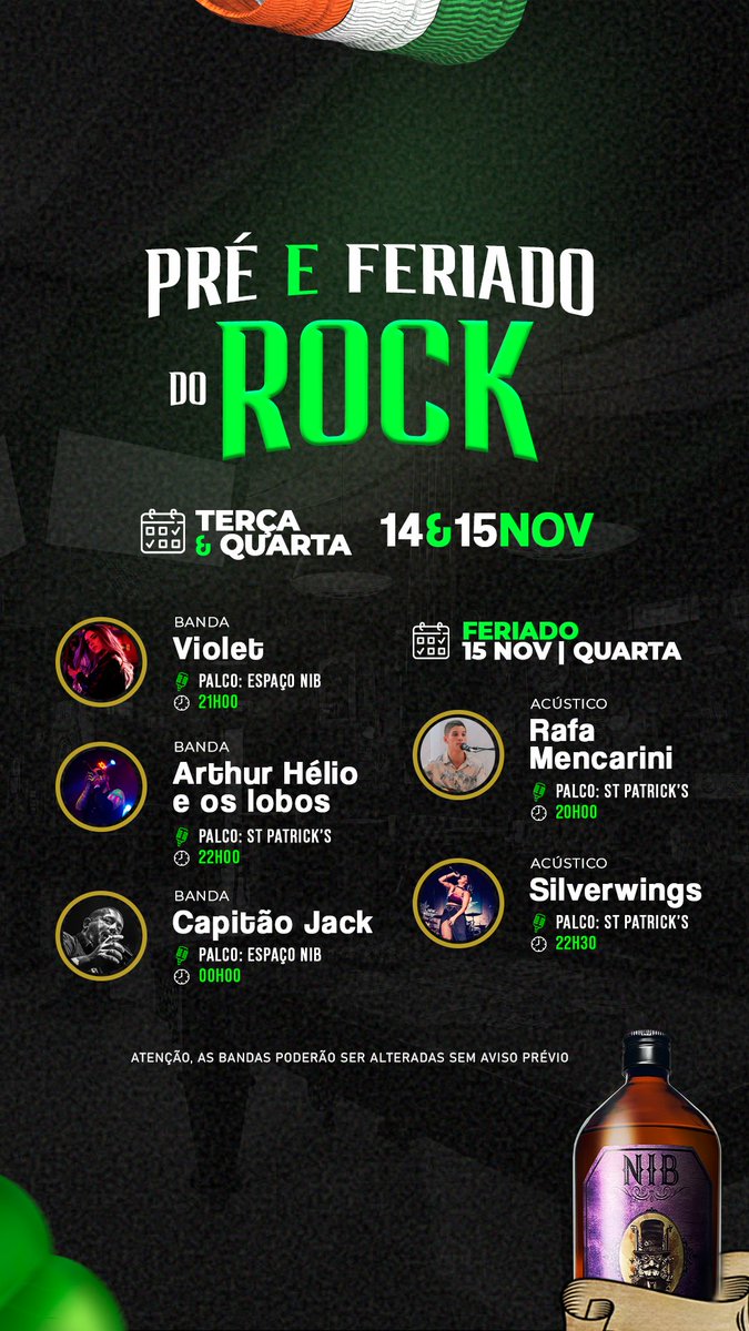 stjohnspub's tweet photo. 🎸 Mais uma semana de Pré feriado e feriado no St. Johns! Vem curtir as essas duas noites com 05 bandas e muita cerveja pra refrescar, temos +40 rótulos! Chama seus amigos e vem pro pub! https://t.co/P7RpOvwup8