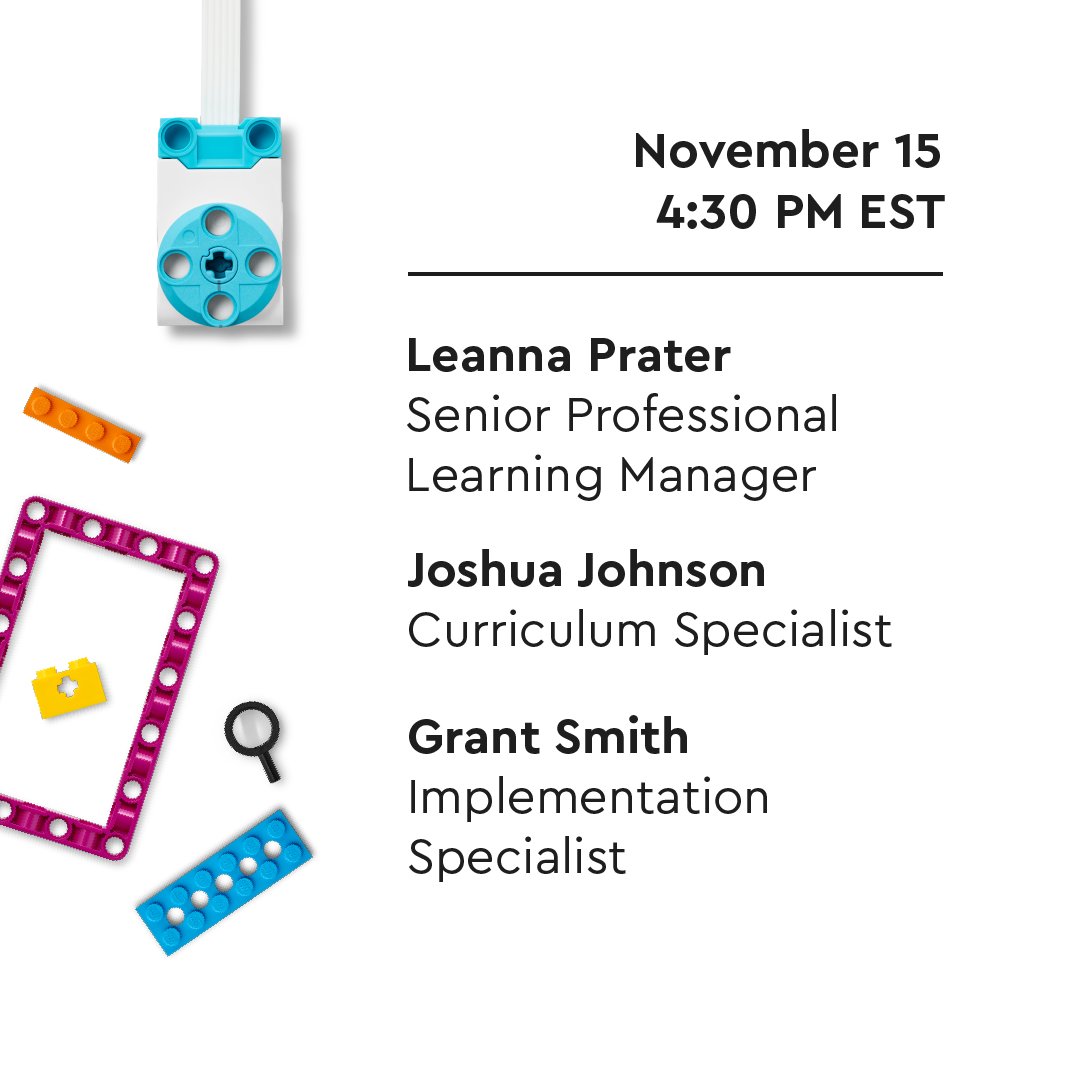 Get ready for #CSEDWeek by joining our webinar on Nov. 15 at 4:30 p.m. Get a preview of new resources aligning the five CSTA concepts with #SPIKEprime and #SPIKEessential lessons. bit.ly/3MG2ulw