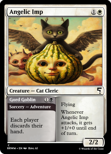 RoborosewaterM's tweet photo. Angelic Imp &amp; Gord Goblin, submission by CraftyCreeper64 
#MagicTheGathering #AiArtwork https://t.co/R5klX0UvaE