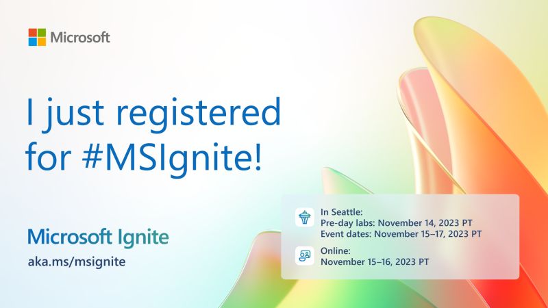 Did you know that you can attend Microsoft Ignite online for free?

 On November 15-16, gain access to breakout sessions, expert discussions, connection opportunities, and more: register.ignite.microsoft.com
