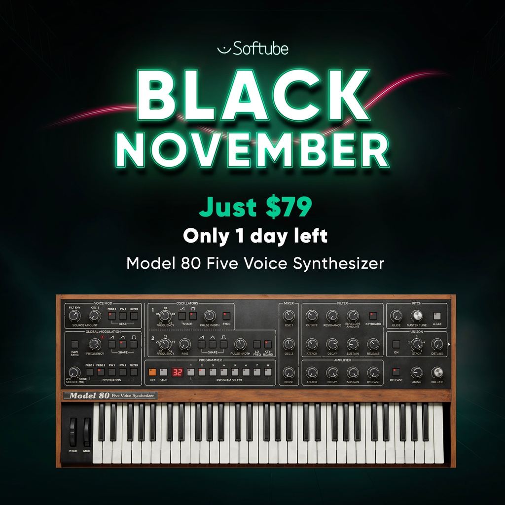 Industry-defining and obsessively modeled. Model 80 is a synth that changed the face of music. Heard on hits from Michael Jackson, Madonna, Radiohead, and countless others. 💿⁠ ⁠ 🎹 Learn more and save on Model 80 at the link. softube.com/promos/black-n…