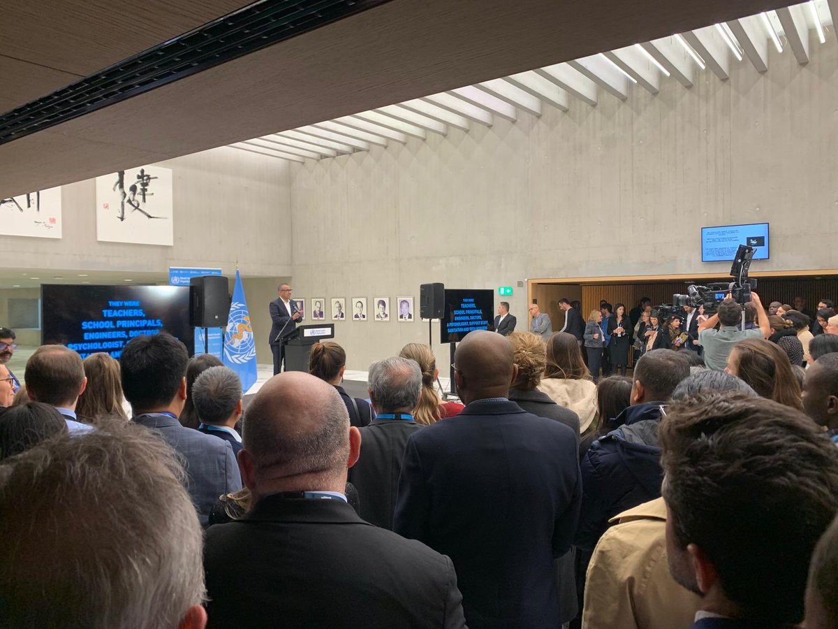 DrTedros's tweet photo. May the souls of our departed @UNRWA colleagues rest in peace, and may we draw strength from their example as we continue our vital work in the pursuit of a better world.

Below is my full speech, as we gathered at @WHO to honour our colleagues, who lost their lives, with a minute of silence:

Dear colleagues,

Today, we gather with heavy hearts to remember and honor our dear UN colleagues who tragically lost their lives in #Gaza. Their unwavering commitment, sacrifice, and bravery will forever be etched in our memories.

These dedicated individuals embodied the spirit of the United Nations, standing on the frontlines of conflict zones to provide much-needed humanitarian assistance and support. They put their lives on the line to bring hope and relief to those affected by violence and despair.

Their memory and the impact they made will forever remain. Their unwavering dedication to peace, justice, and the well-being of others serves as a guiding light and a reminder of the importance of our shared mission.

In the face of immense challenges and danger, they remained steadfast in their commitment to make a difference in the lives of those they served. Their courage and selflessness touched the lives of countless individuals and communities.

Today, we honor their memory and recommit ourselves to the pursuit of peace, justice, and the well-being of all people. We extend our deepest condolences and support to the families and loved ones left behind. Their loss is immeasurable, and we stand in solidarity with them during this difficult time.

As we reflect on the lives of our fallen colleagues, let us also recognize the importance of unity and collaboration. Together, we can continue their important work and strive for a world where conflicts are resolved peacefully, where the rights of all individuals are respected, and where humanitarian aid reaches those in need without impediment.

May the souls of our departed UN colleagues rest in peace, and may we draw strength from their example as we continue our vital work in the pursuit of a better world.

May the path to lasting peace be paved for Palestinians and Israelis. 

May the wounds of the past be healed, and may Palestinians and Israelis find true peace, reconciliation, and coexistence, fostering a future of mutual respect, prosperity, and harmony.

I now ask you to join me in a minute’s silence in honor of their memory and sacrifice, and for peace.