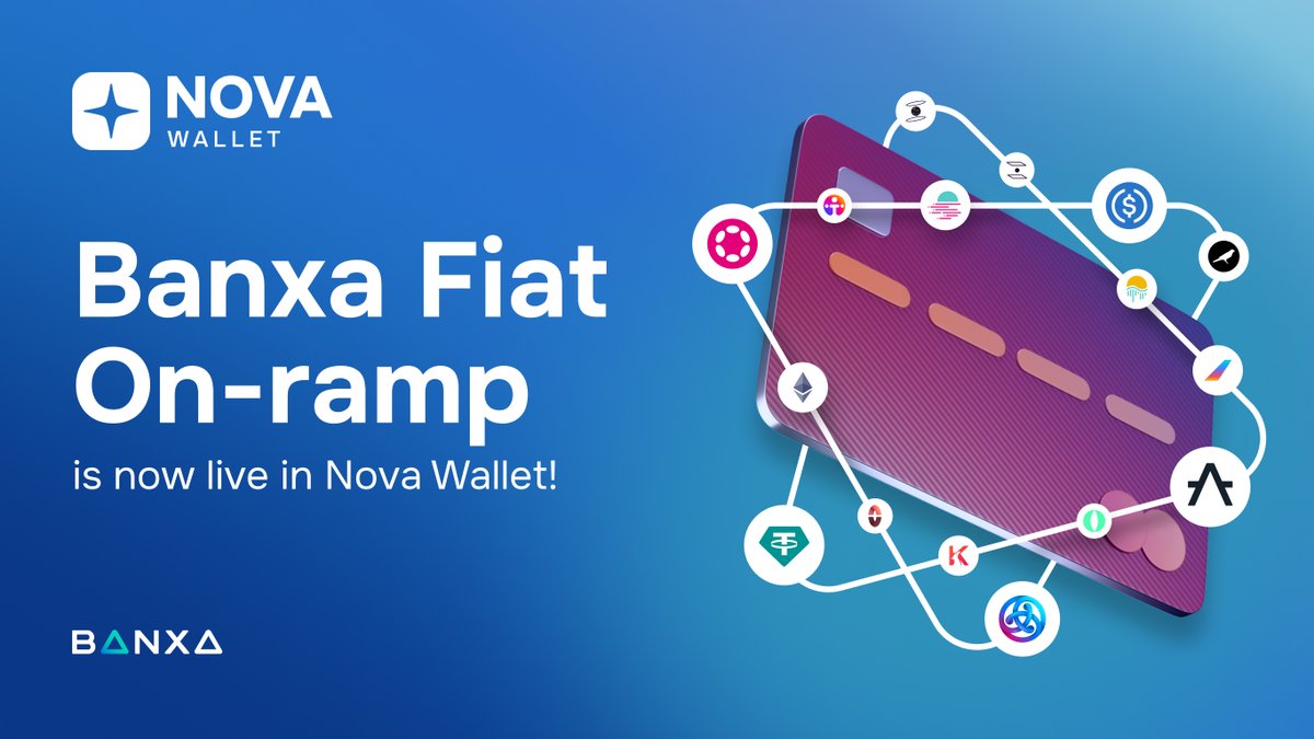 We have teamed up with <a href="/BanxaOfficial/">Banxa</a> to make it even easier to get started on your crypto journey or simply top up your balance! 💖

Now people in even more regions can quickly buy an absolute ton of tokens! ✨

Download Nova Wallet! 🚀
novawallet.io
