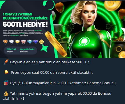 🎯Ödüller 14 Kasımda Dağıtılacak. Şimdi Min. 25 TL Yatır 00:00'da 500 TL Hesabına Yatsın

👉Baywin Giriş :   cutt.ly/VwR4tbhw