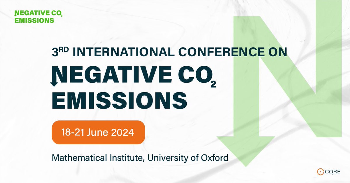 Abstract submissions and registration for the International Negative CO2 Emissions Conference, hosted by @CO2REhub, is now open! 🕐Abstract deadline 15 December 2023 📅Conference 18-21 June 2024 🔗negativeco2emissions2024.com #NegativeCO2Conference