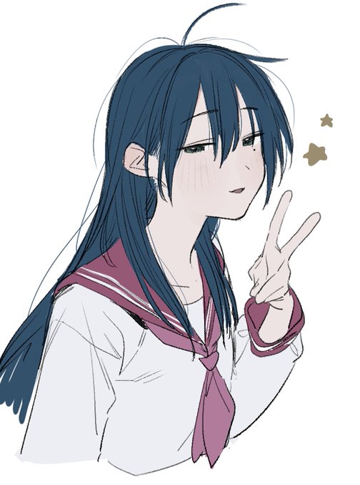 「blue hair ryouou school uniform」 illustration images(Latest)