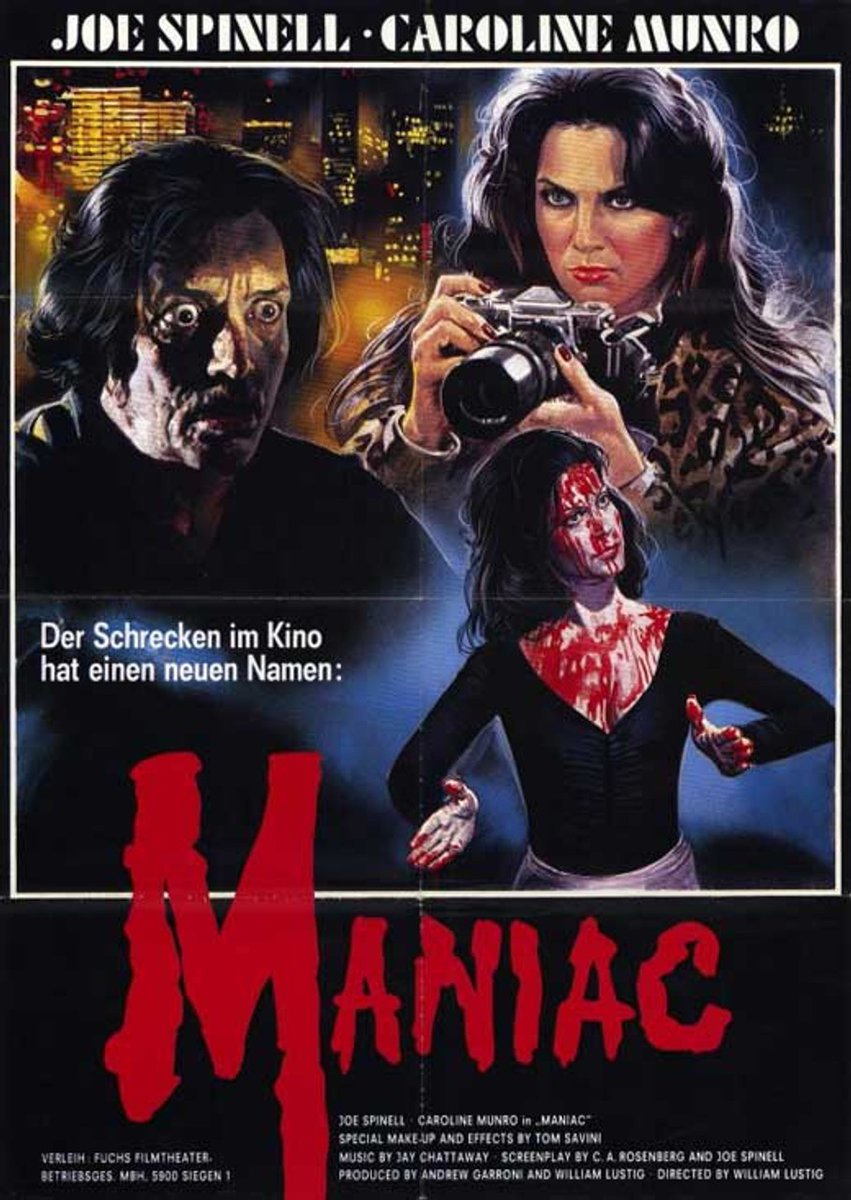 EugWSerra's tweet photo. On January 30, 1981, MANIAC premiered in New York City! #Maniac #JoeSpinell #CarolineMunro #WilliamLustig #TomSavini #1980sHorror #SlasherMovies #GailLawrence #KellyPiper #RitaMontone #HylaMarrow #SharonMitchell #TracieEvans #LindaLeeWalter #JamesBrewster #NeliaBacmeister https://t.co/Z4Hd9nnTXI