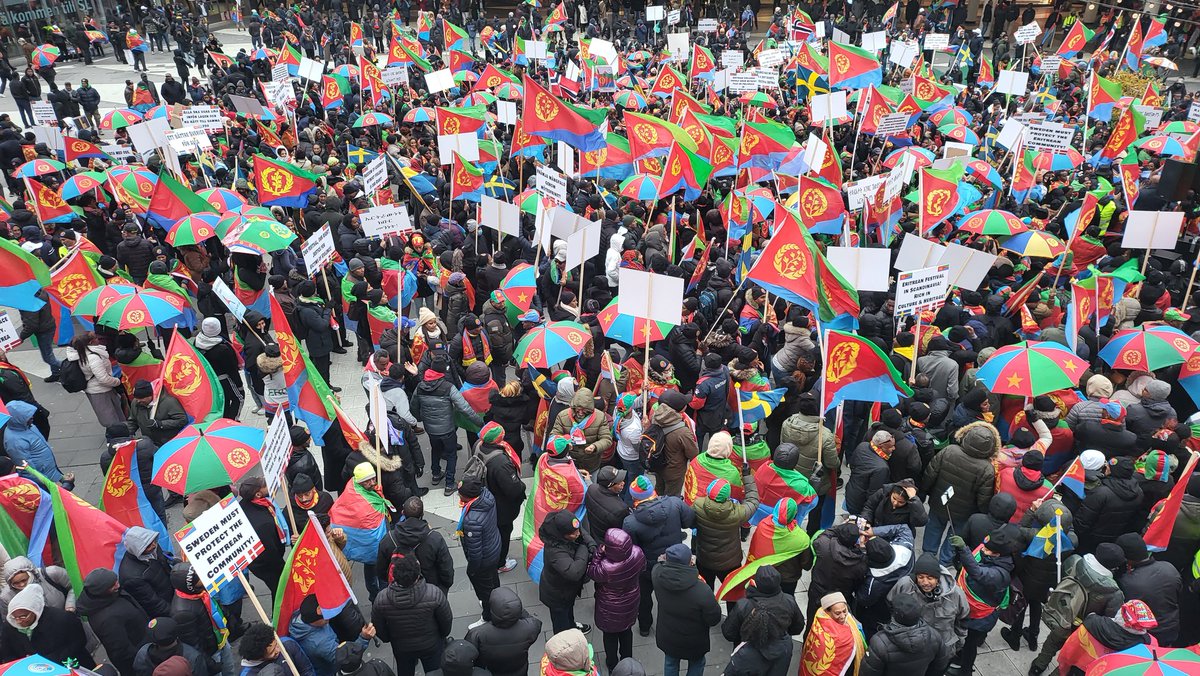 DahlaKib's tweet photo. Peaceful Demonstration in #Stockholm by Eritreans. (Credit- @AmanEri @SirakBahlbi) https://t.co/RiV5ln7UH1
