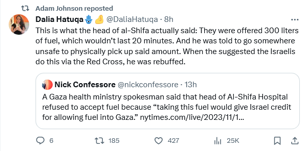 Take a look at what actually happened (as reported by the journalist above) versus what the New York Times reporter said happened (reported below):