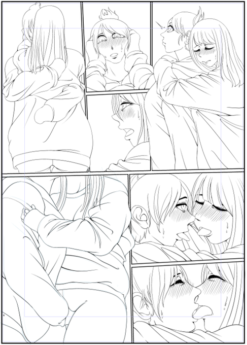 1p目と比べて線の量多いのに1p目より早く線画が終わった2p目 