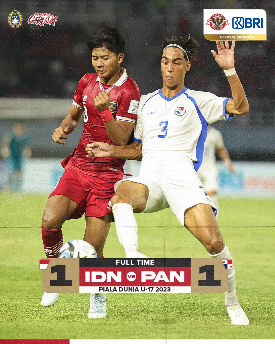 Timnas Indonesia U-17 masih menjaga asa untuk lolos ke babak 16 besar Piala Dunia U-17, Setelah menahan imbang Panama dengan skor akhir 1-1.
🇵🇦 Castillo
🇮🇩 Arkhan Kaka (Welber Jardim)
#TimnasDay #BersamaGaruda #GarudaMendunia #PialaDuniaU17 #WorldCupU17 #InspiringStars