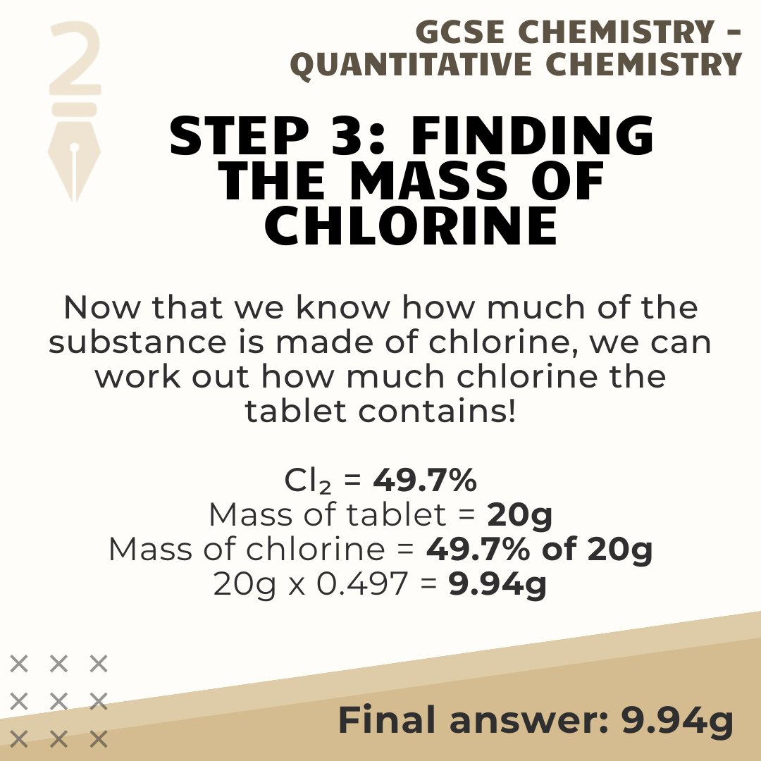 Step2SuccessUK's tweet photo. You can’t do chemistry without a good understanding of maths! Here’s our step-by-step guide to a very common question, involving calculating the mass of an element in a known substance. https://t.co/rUeGLwMqD6