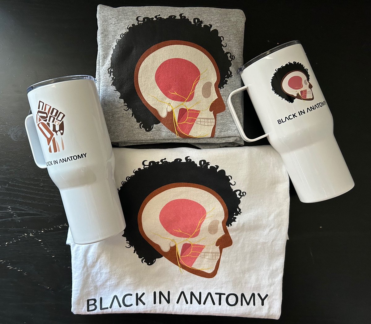My #BlackinAnatMerch arrived! 
I have some gifts checked off my list. 

Support #BlackinAnat or show your pride!  

Visit blackinanatomy.org/shop-merch to order your t-shirt and tumbler or donate.