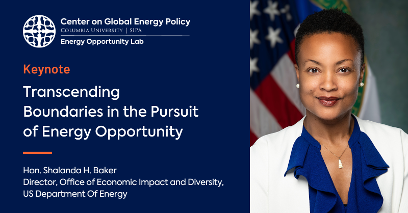 ColumbiaUEnergy's tweet photo. π
Nov 17
π Faculty House, @Columbia
We're excited to welcome @ENERGY's Shalanda Baker as the keynote speaker for our first ever Energy Opportunity Forum. #ColumbiaEOF
Register now:
