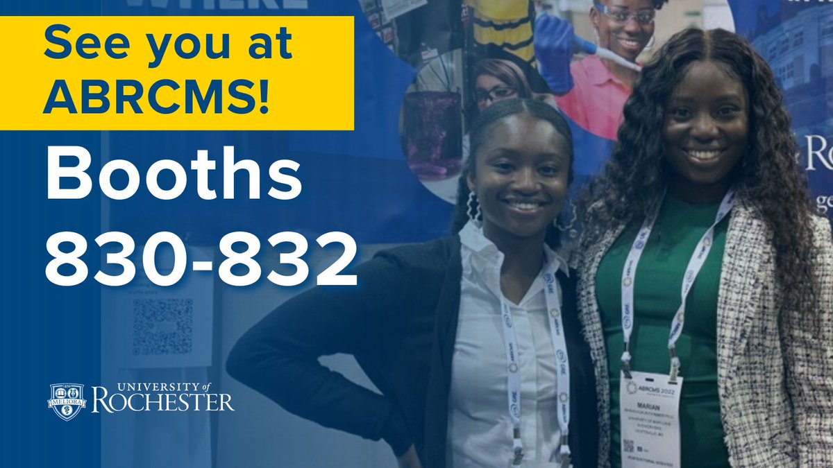 The @UofR is headed to @ABRCMS! Check out booths 830-832 to learn more about world-class graduate programs that will prepare you for a successful career in #STEM. Take your passion to the next level.