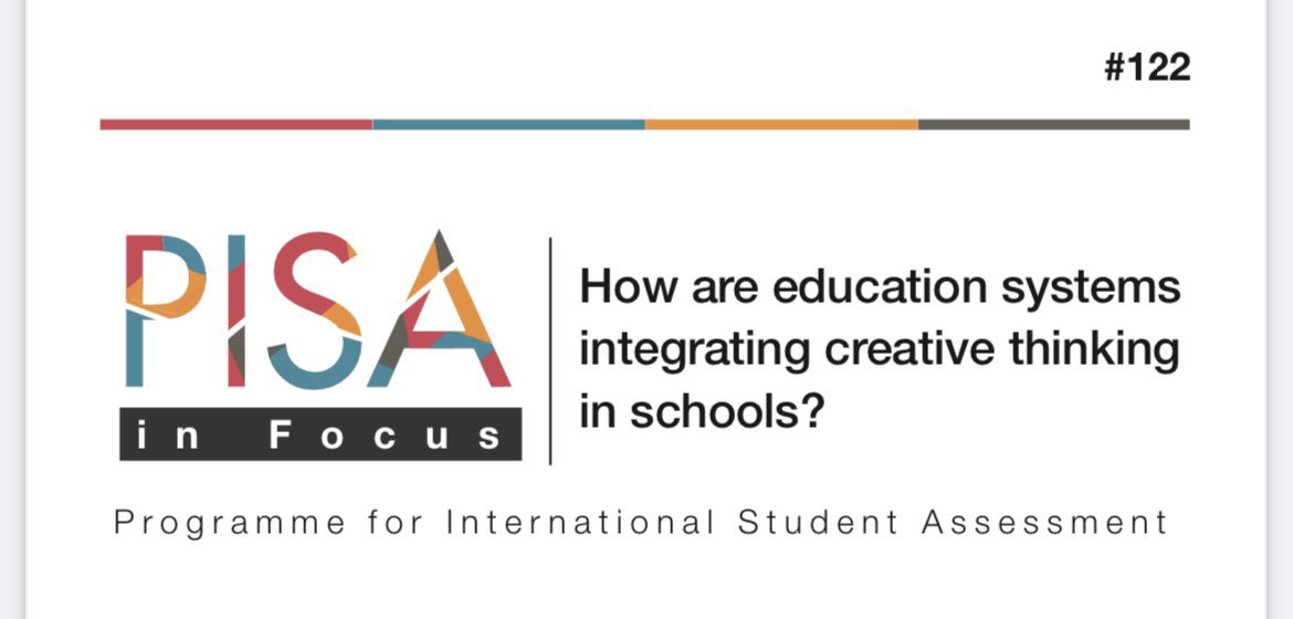 PISA evalúa por primera vez el pensamiento creativo. Solo el 24 % de los países cuentan con pautas o evaluaciones a nivel de sistema educativo que describen qué es el pensamiento creativo y cómo se aprende. El 5 de diciembre los nuevos resultados de PISA oecd-ilibrary.org/education/how-…