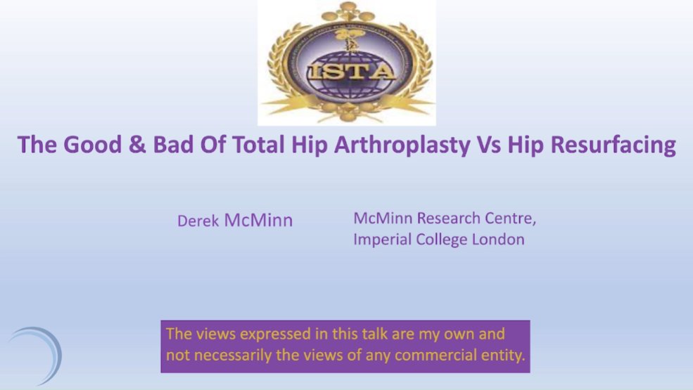 We are excited to share the latest talk delivered by Prof. Derek McMinn to those who attended the #ISTA2023 Breakfast Hip Resurfacing Symposium back in September.

Watch the full talk here lnkd.in/eH_KT8Gv, where you too, can find out why hip resurfacing is poised to make