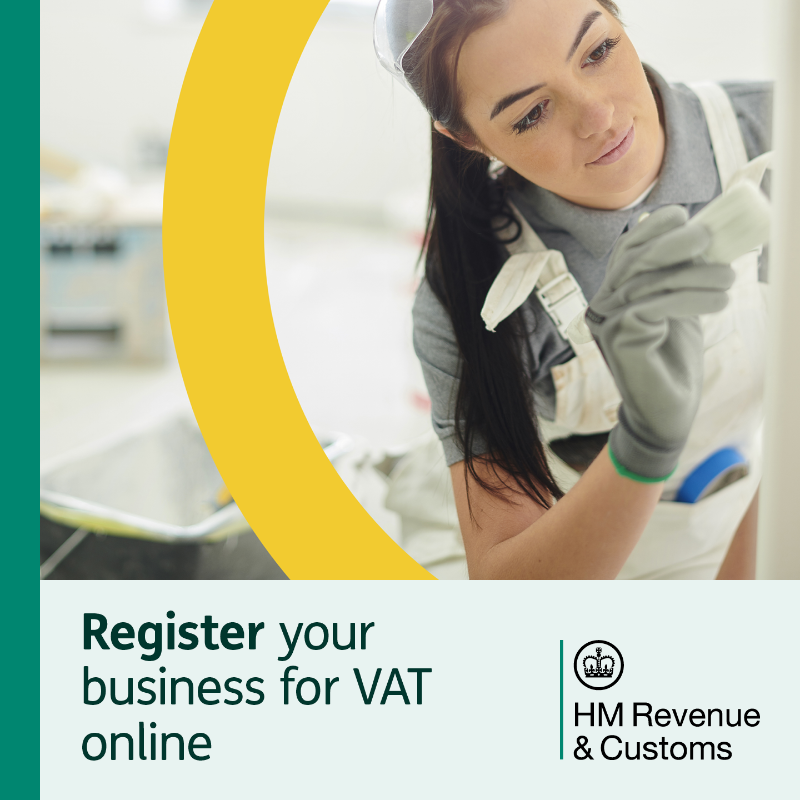 HMRCgovuk's tweet photo. Are you a small business owner?

If you need to register for VAT – you can do it online using our VAT Registration Service 👇