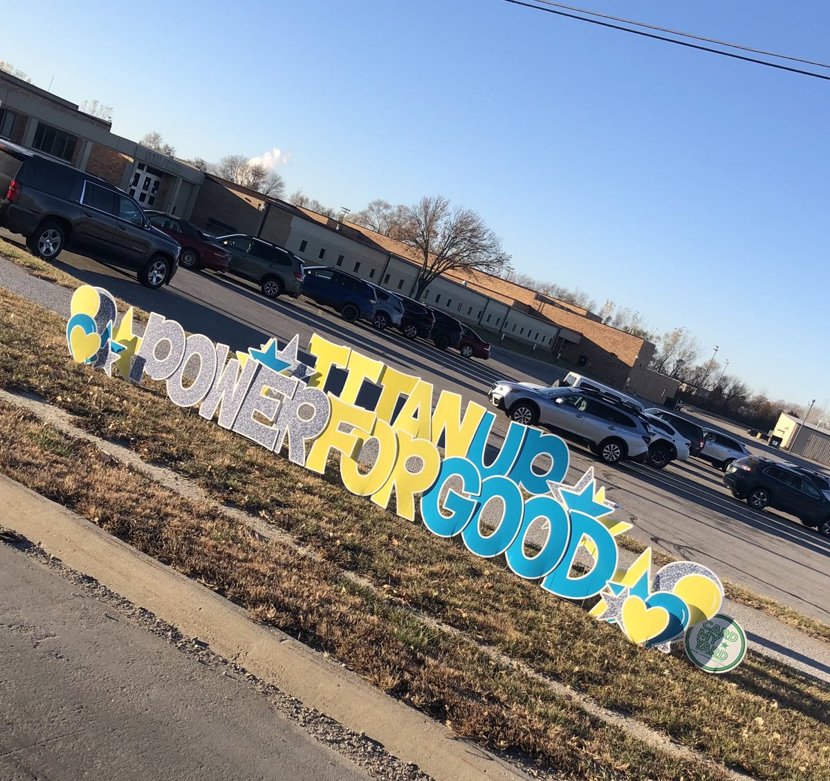 It’s Bullying Prevention week! We want to send a huge “thank you” to Hollie with Card My Yard for donating this a awesome display to help us promote bullying prevention! #InspiringExcellence #TitanUp