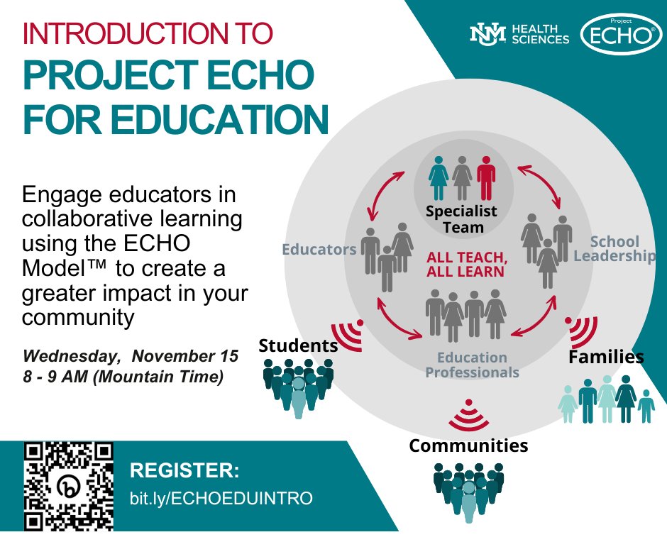 Use the ECHO Model as a telementoring tool to engage educators in creating local solutions for local challenges. We support your program, and provide training and support. There is no cost to learn and use the model in your programs. Join us on Wednesday! bit.ly/ECHOEDUINTRO.