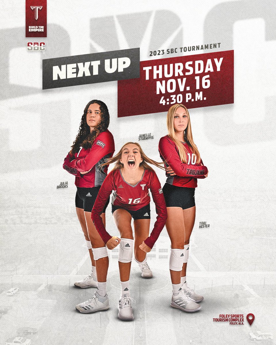 Playing the winner of ULM/App State on Thursday 👊🏻

See you soon, Foley! 

#BuildTheEmpire | #OneTROY 🏐⚔️