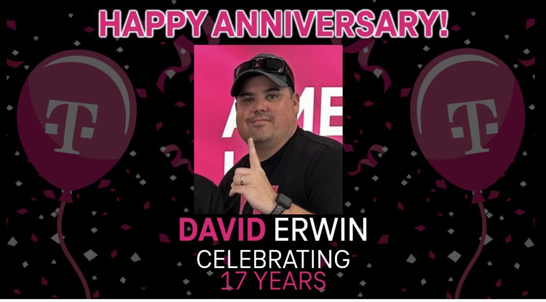 Please join me as we celebrate @david_erwin80 17th Magentaversary today!! Dave has been an essential leader across our FL SMRA team and we all value his years of experience, wisdom and excellence that has helped to shape our collective success. Thank you for all that you do!