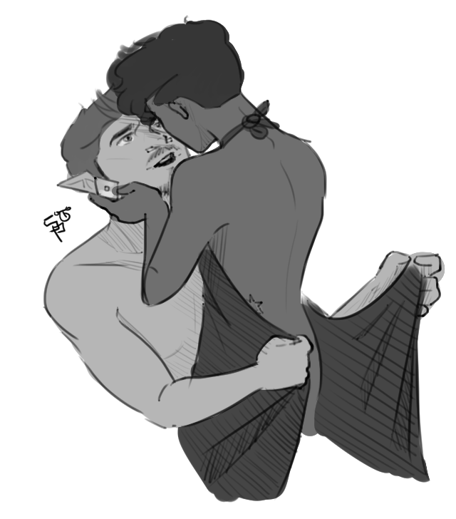 Shmaltato's tweet image. Trying a new brush and style, apologies for the sudden disappearance. Been a bit busy with stuff.
Anyway, here's a little #Nashuri something.
When your atan tempts you and there's no control