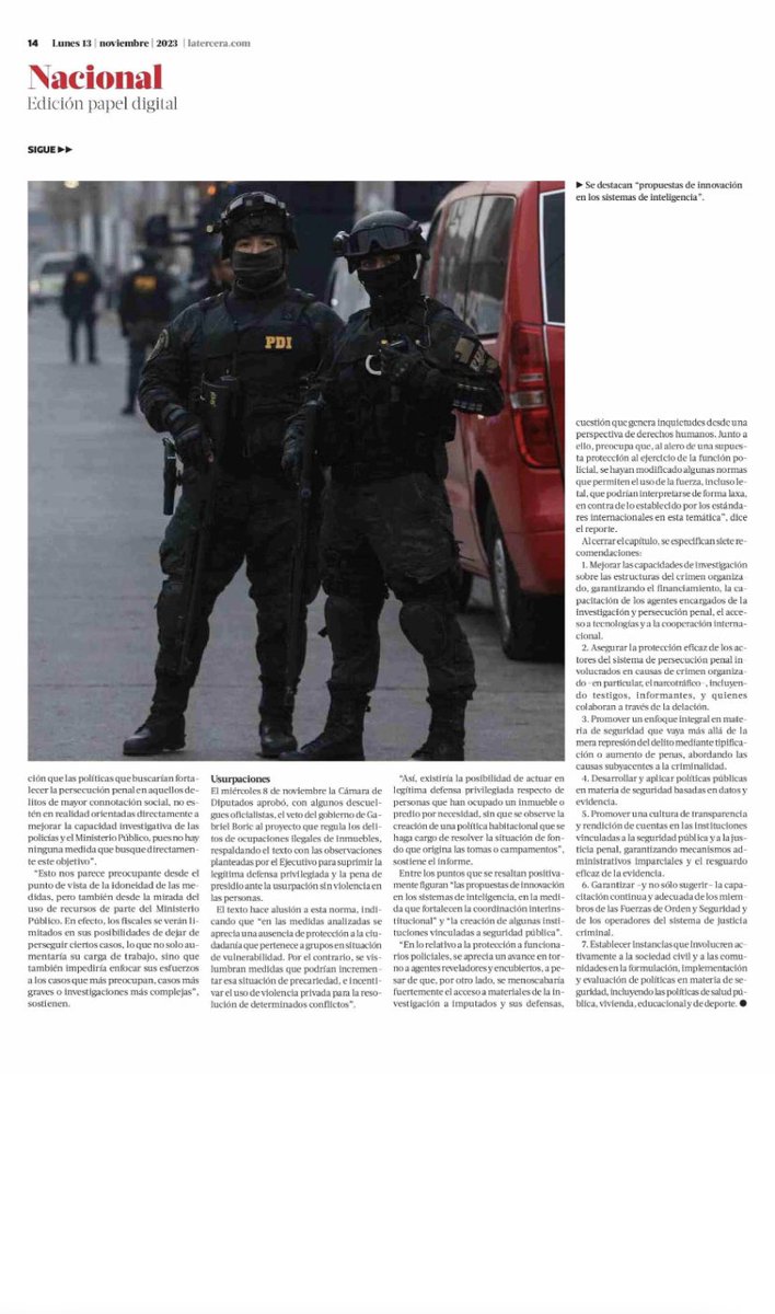 Con @VictorBeltranR y <a href="/AngeTorrFiguer/">Angélica Torres Figueroa</a> analizamos agenda de seguridad para el #informeanualddhh de <a href="/ddhh_udp/">Centro DDHH UDP</a> . <a href="/latercera/">La Tercera</a> publicó hoy un adelanto de análisis y recomendaciones. Espero que sea de utilidad <a href="/Segpres/">Ministerio Secretaría General de la Presidencia</a> <a href="/min_interior/">Ministerio del Interior</a> <a href="/MinjuDDHH/">Ministerio de Justicia y Derechos Humanos</a> estándares para <a href="/Carabdechile/">Carabineros de Chile</a> <a href="/PDI_CHILE/">PDI Chile</a>