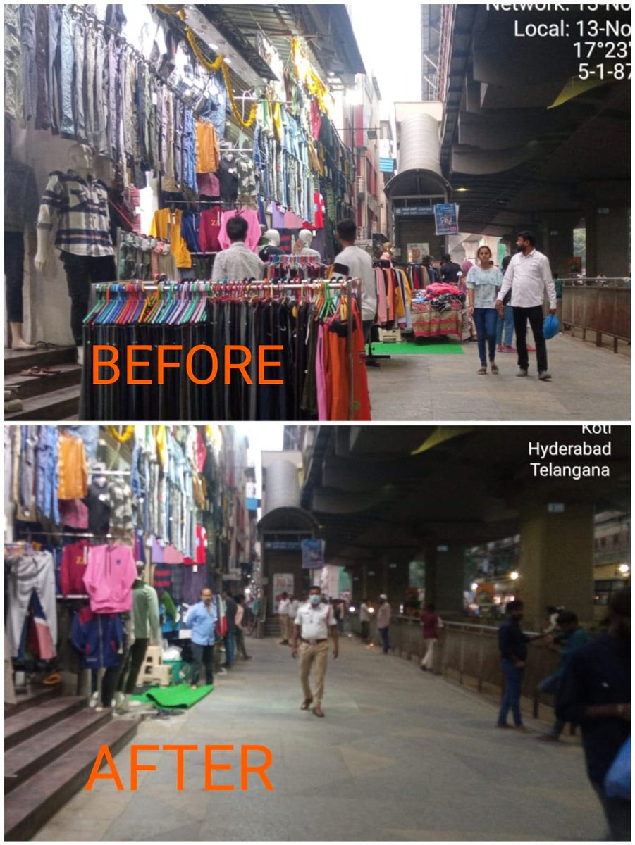 #HYDTPinfo Conducted Operation ROPE from Kamat lane to Puthlibowli and removed all foot path encroachments and imposed 41 CP Act Cases -08 & 39(B) CP Act Cases-09 sir. @HYDTP