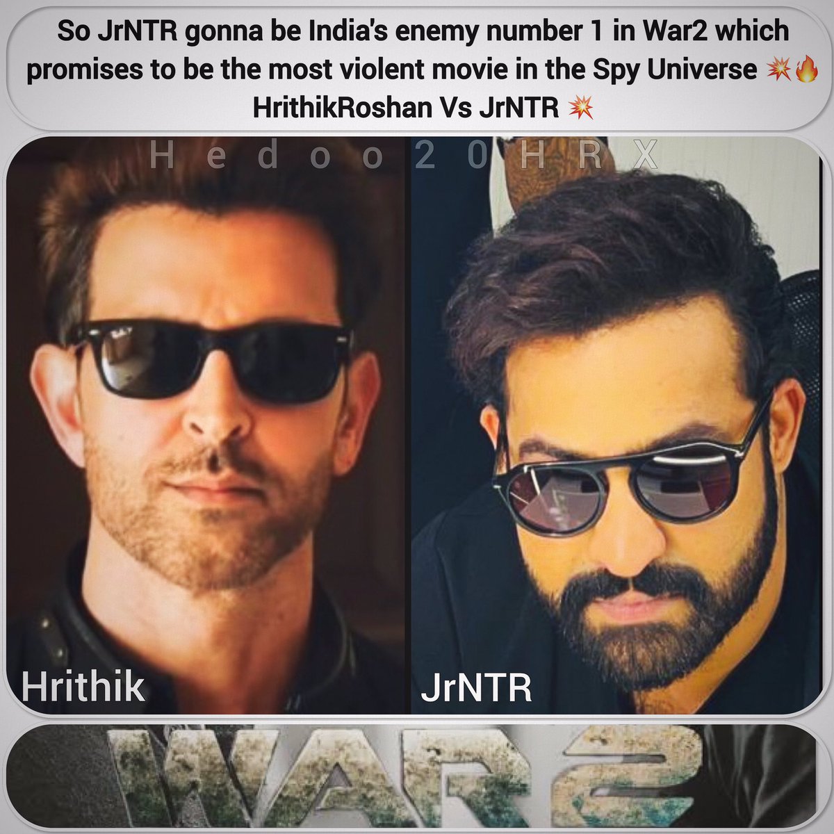 إذن ، ان تي ار جونير ، سيكون عدو الهند رقم 1 في #War2 والذي يعد بأن يكون الفيلم الأكثر عنفًا في عالم التجسس 💥🔥
#HrithikRoshan مقابل #JrNTR 💥
:
#ريتيك_روشان #هريثيك_روشان
#HrithikRoshan #Hrithik #TeamHrithik  #Superstar #Hrithikians #Bollywood #hrithikroshanzone  #india #war