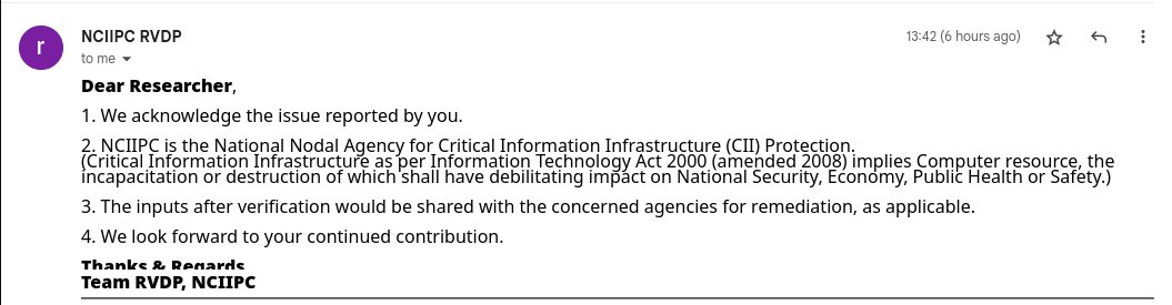 Goofygiraffe06's tweet photo. Found my first security vulnerability and has been acknowledged by @NCIIPC. I am so honored to serve my country this way 🥳.
#UnitedWeStandToMakeIndiaCyberSafe #RVDP #CyberSec #Hacking #StayResponsible #StaySafe https://t.co/rtTKJzVKYJ