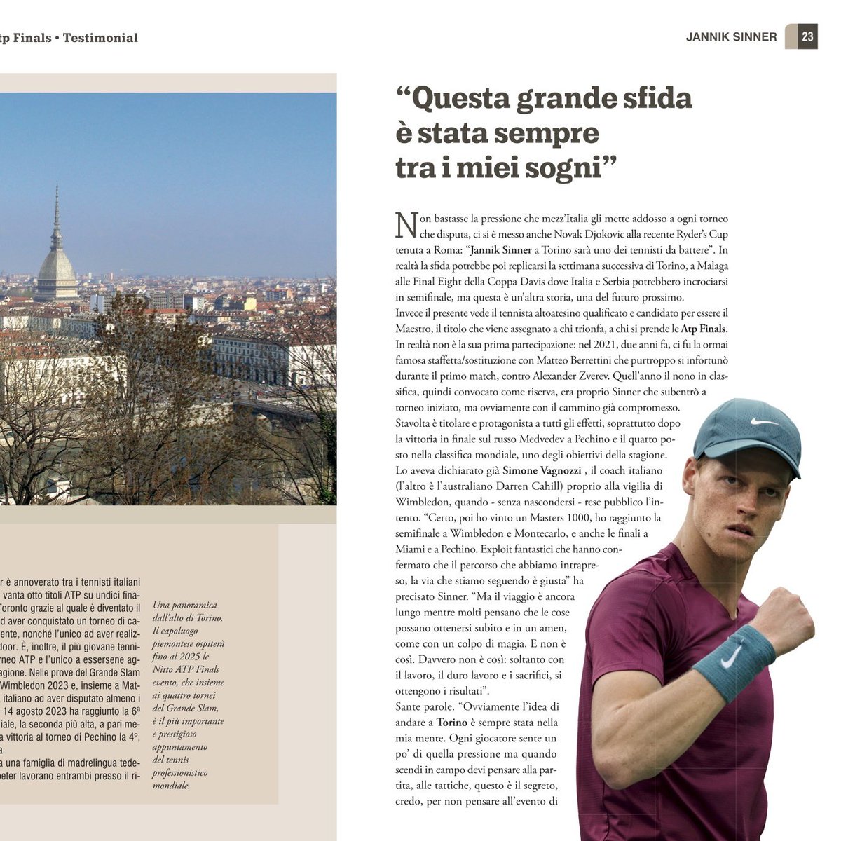 Guide_Rep's tweet image. In edicola la Guida “Piemonte, i tesori Unesco” in partnership con
@intesasanpaolo
. In occasione delle #NittoAtpFinals2023 ospitate a #Torino la guida dedica un’ampia sezione al grande evento con interviste al presidente #Gaudenzi e ai campioni #Sinner e #Sonego.