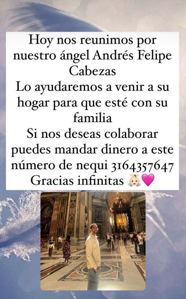 lamilamilonga's tweet photo. #AyudaColombia Tras un trágico y doloroso hecho, Andrés Felipe perdió su vida en Ibiza 🇪🇸 este fin de semana, por favor RT y ayudemos a su familia a traerlo de vuelta a casa 🙏🏻Él era un gran médico y ser humano, solidaricémonos en este momento 🪽 https://t.co/K9OujpVwPK