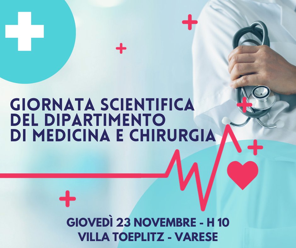 Giovedì 24 novembre, h 10 - Villa Toepliz, Varese
🩺🏥 #GiornataScientifica del Dipartimento di  #MedicinaEChirurgia
🔗 uninsubria.it/giornata-ricer…
🔬 Un incontro per condividere alcuni temi di ricerca che si stanno svolgendo nel Dipartimento 
#uninsubria #RicercaMedica #insubria