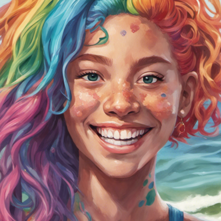 SwimCityLove's tweet photo. @boonkhabeen1 Character created: LaLa is a vibrant and energetic young woman with rainbow-colored hair. She has a passion for marine life and is dedicated to ocean conservation. LaLa's goal is to lead Swim City in sustainable living and create harmony between humans and marine life. https://t.co/OkSjoU5nM7