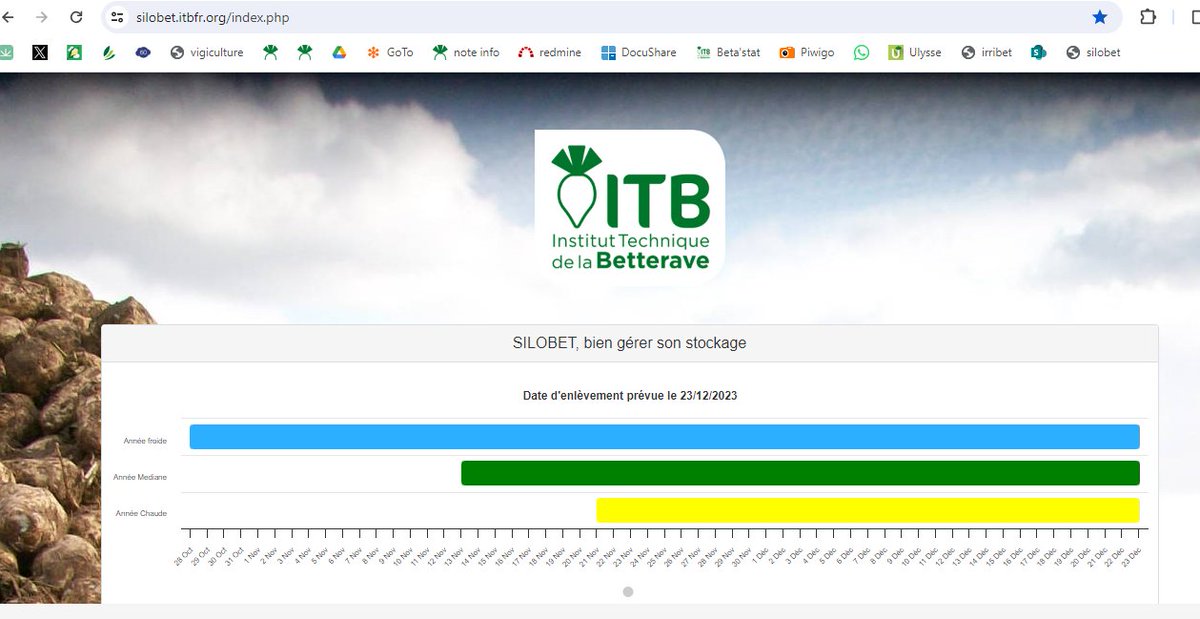 Les conditions météo du moment ne sont guère propices aux arrachages, attention tout de même au délai entre la mise en tas et le départ pour l'usine. Afin de conforter votre choix, l'OAD #silobet <a href="/ITBetterave/">ITB - Institut Technique de la Betterave</a> permet une estimation d'une date optimum. <a href="/_MissBetter/">Miss Better</a>