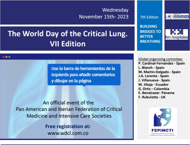 📅The World Day of the Critical Lung. VII Edition 👉acrobat.adobe.com/id/urn:aaid:sc… ➕register wdcl.com.co/register/ @jmbravo