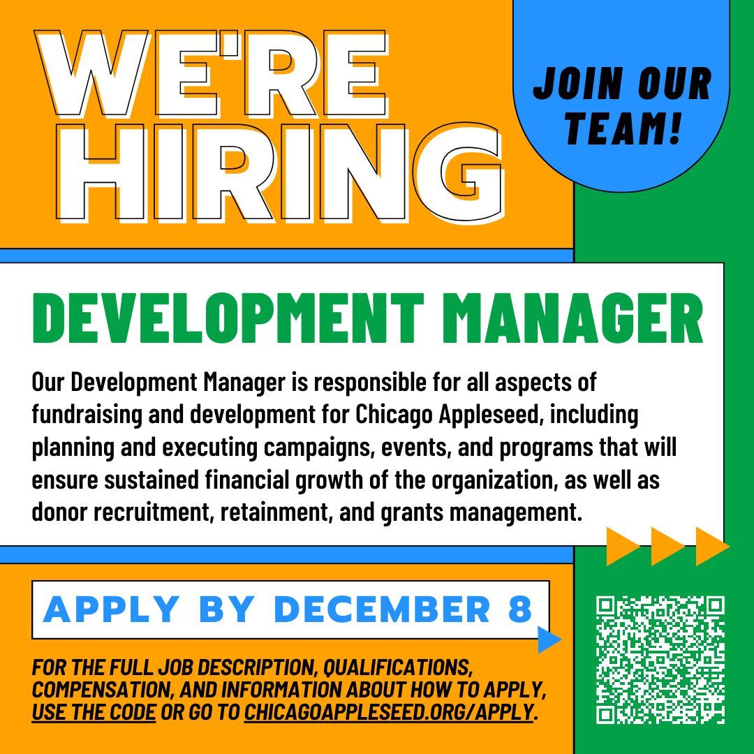 ChiAppleseed's tweet photo. WE'RE HIRING! Our Development Manager is responsible for all aspects of fundraising and development of Chicago Appleseed Center for Fair Courts, including developing campaigns, executing events, donor engagement, and grants administration. https://t.co/UkCtwcEM3w
