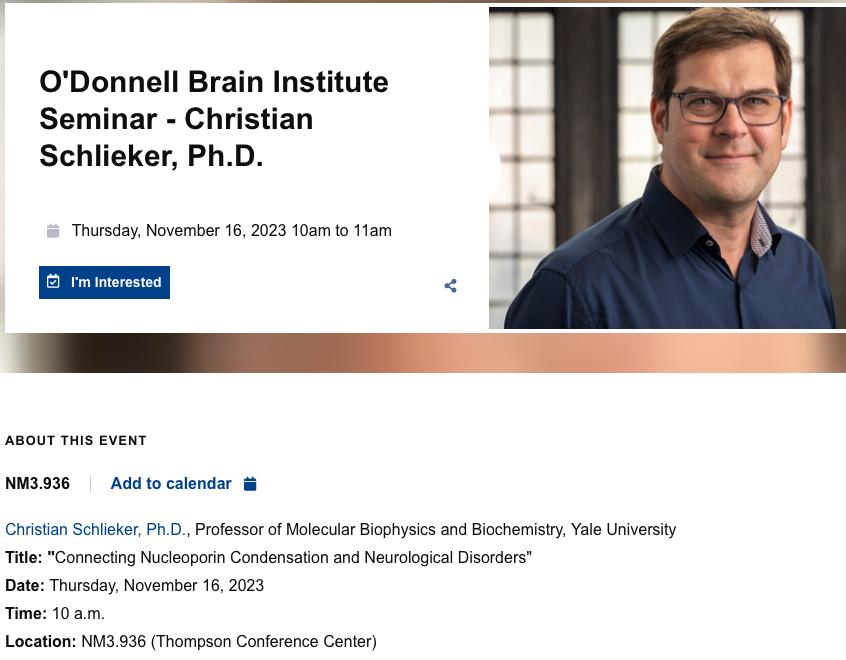 Looking forward to visiting <a href="/BillDauerNeuro/">Bill Dauer</a> for a O'Donnell Brain Institute <a href="/UTSWBrain/">UT Southwestern O'Donnell Brain Institute</a> Seminar -  events.utsouthwestern.edu/event/odonnell…